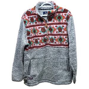 Simply Southern Half Zip Fleece Jacket Aztec Multicolor Women Large